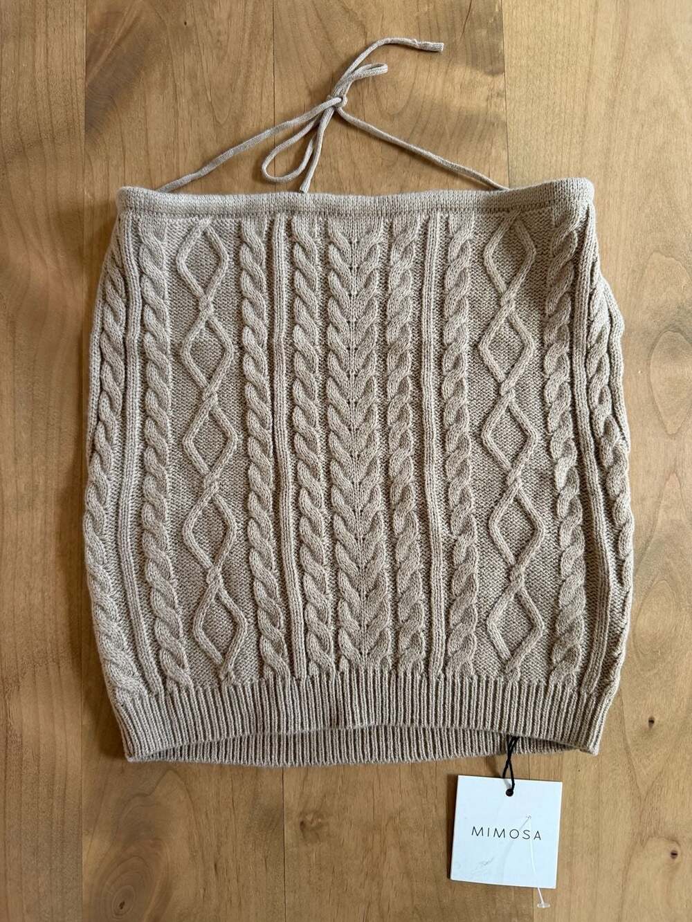 Mimosa Taupe Cable Knit Halter Tube Top Size Medium